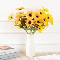 Artificial Flower Plastic 1 Pc 5 Head Sunflowers miniinthebox