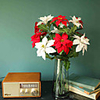Artificial Flower Plastic Simple Style Tabletop Flower Branch 1pc Christmas Decor