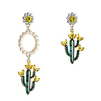 askana women fashionable and trendy long and stylish asymmetric crystals desert cactus plant green dangle earrings for girls mother friends loved one perfect gift jewelry