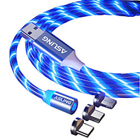 ASLING Luminous Series One-Cable Three Purpose USB TO MTL Flowing Light Magnetic Charging Cable miniinthebox