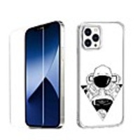 Astronaut Case For iPhone 12 iPhone 11 iPhone 12 Pro Max Unique Design Protective Case with Screen Protector Shockproof Back Cover TPU