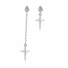 asymmetric cross drop earring for women men white gold plated chain long earring geometry jewelry