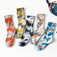 Athletic Sports Socks 1 Pair Embroidered Tie Dye Men