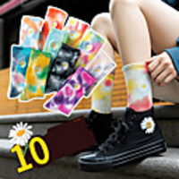 Athletic Sports Socks 1 Pair Embroidered Tie Dye Women