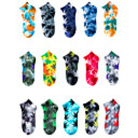 Athletic Sports Socks 15 Pairs Tie Dye Short Men
