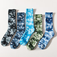 Athletic Sports Socks 5 Pairs Cushion Tie Dye Men