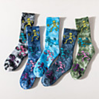 Athletic Sports Socks 5 Pairs Cushion Tie Dye Men