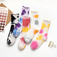 Athletic Sports Socks 5 Pairs Tie Dye Long Men