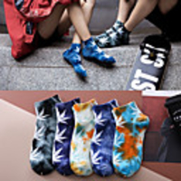 Athletic Sports Socks 5 Pairs Tie Dye Short Men