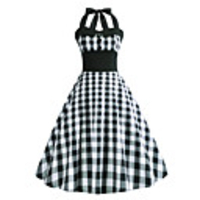 Audrey Hepburn Country Girl Dresses Plaid Retro Vintage 1950s Rockabilly Dress Masquerade Women