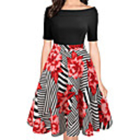 Audrey Hepburn Country Girl Dresses Retro Vintage 1950s Wasp-Waisted Rockabilly Dress Women