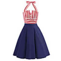 Audrey Hepburn Country Girl Dresses Retro Vintage 1950s Wasp-Waisted Rockabilly Summer Dress JSK / Jumper Skirt Women