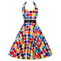 Audrey Hepburn Country Girl Polka Dots Dresses Retro Vintage 1950s Rockabilly Dress Masquerade Women