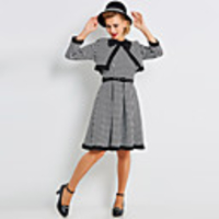 Audrey Hepburn Country Girl Retro Vintage 1950s Wasp-Waisted Rockabilly Dress Coat Women