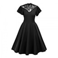 Audrey Hepburn Dresses Retro Vintage 1950s Little Black Dress Wasp-Waisted Dress Masquerade A-Line Dress Tea Dress Women