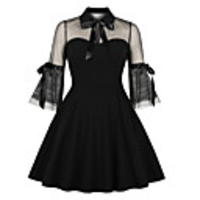Audrey Hepburn Dresses Retro Vintage 1950s Little Black Dress Wasp-Waisted Dress Masquerade A-Line Dress Tea Dress Women