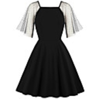 Audrey Hepburn Dresses Retro Vintage 1950s Little Black Dress Wasp-Waisted Dress Masquerade A-Line Dress Tea Dress Women