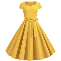 Audrey Hepburn Dresses Retro Vintage 1950s Wasp-Waisted Vacation Dress Dress A-Line Dress Tea Dress Rockabilly Women