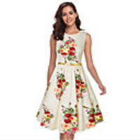 Audrey Hepburn Dresses Retro Vintage 1950s Wasp-Waisted Vacation Dress Dress A-Line Dress Tea Dress Rockabilly Women