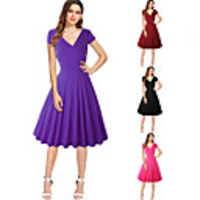 Audrey Hepburn Dresses Retro Vintage 1950s Wasp-Waisted Vacation Dress Dress A-Line Dress Tea Dress Rockabilly Women