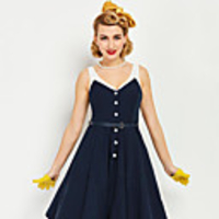 Audrey Hepburn Marilyn Monroe Dresses Retro Vintage 1950s Wasp-Waisted Vacation Dress Dress JSK / Jumper Skirt Women