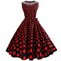 Audrey Hepburn Polka Dots Dresses Retro Vintage 1950s Vacation Dress Dress Women