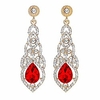 austrian crystal rhinestone bridal wedding dangle earrings for women in silver gold black champagne blue (f-red)