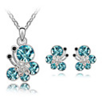 Austrian Crystals Butterfly Style Necklace Earrings