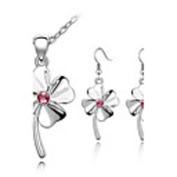 Austrian Crystals Clovers Shape Necklace Earrings