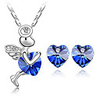 Austrian Crystals Heart Shape Necklace Earrings