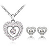 Austrian Crystals Heart Shape Princess Style Necklace Earrings