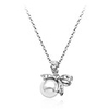 Austrian Diamond Bow Pearl Pendant Necklace