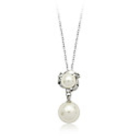 Austrian Diamond Pearl Pendant Necklace