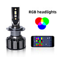 Auto Led Headlight Kits 2 in 1 HZ-RGB Smartphone App-enabled Bluetooth RGB LED Headlight Conversion FOR H1 H3 H4 H7 H8 H9 H11 9004 9005 9006 9007 9012
