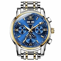 automatic watches for men mechanical slef-wind blue face luxury classic stainless steel wrist watch waterproof luminous