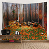 Autumn Leaves Digital Printed Tapestry Decor Wall Art Tablecloths Bedspread Picnic Blanket Beach Throw Tapestries Colorful Bedroom Hall Dorm Living Room Hanging