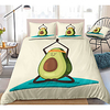 Avocado Print 3-Piece Duvet Cover Set Hotel Bedding Sets Comforter Cover with Soft Lightweight Microfiber,  Include 1 Duvet Cover,  2 Pillowcases for Double/Queen/King(1 Pillowcase for Twin/Single)