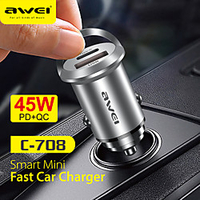 AWEI 45 W Output Power USB USB C Car USB Charger Socket Fast Charger Portable Charger For iPad Cellphone miniinthebox