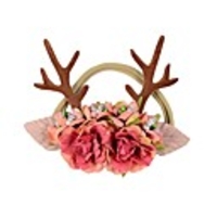 baby antler headband newborn rose floral crown wreath berry headpiece (coral)
