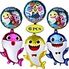 baby cute shark party supplies,  shark balloons for baby birthday decorations children birthday doo doo party balloons set (6 pcs)
