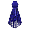 Back To School A-Line Hot Blue Homecoming Cocktail Party Dress Halter Neck Sleeveless Asymmetrical Lace with Sash / Ribbon Bow(s) 2020 Hoco Dress