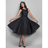 Back To School Ball Gown 1950s Black Cocktail Party Prom Dress V Neck Sleeveless Knee Length Taffeta with Pleats Crystals 2020 Hoco Dress
