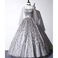 Ball Gown Elegant Floral Quinceanera Formal Evening Dress Spaghetti Strap Sleeveless Floor Length Tulle with Pleats Appliques 2020