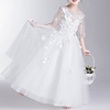 Ball Gown Floor Length First Communion Flower Girl Dresses - Polyester Half Sleeve Jewel Neck with Appliques
