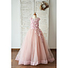 Ball Gown Floor Length Wedding / Birthday Flower Girl Dresses - Lace / Tulle Sleeveless Jewel Neck with Lace / Pearls / Flower