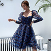 Ball Gown Floral Sexy Party Wear Cocktail Party Dress Scoop Neck Long Sleeve Short / Mini Organza with Pattern / Print 2020