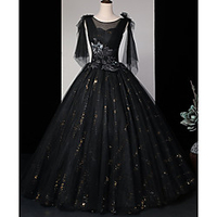 Ball Gown Glittering Floral Quinceanera Formal Evening Dress Illusion Neck Sleeveless Floor Length Tulle with Pleats Appliques 2020