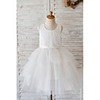 Ball Gown Knee Length Wedding / Birthday Flower Girl Dresses - Tulle Sleeveless Jewel Neck with Belt / Appliques