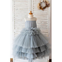 Ball Gown Knee Length Wedding / Birthday Flower Girl Dresses - Tulle Sleeveless Jewel Neck with Tier