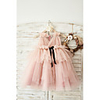 Ball Gown Knee Length Wedding / Birthday Flower Girl Dresses - Tulle Sleeveless V Neck with Belt / Pearls